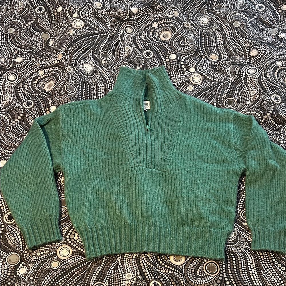 American Eagle Women M Green Turtleneck Half Zip Sweater